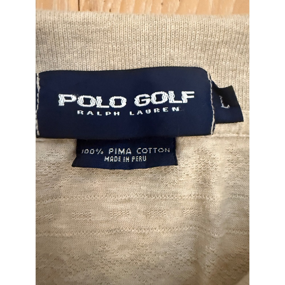 POLO GOLF Mens Long Sleeve Polo Pima Cotton Textured Knit Preppy Luxury Large - Picture 3 of 7
